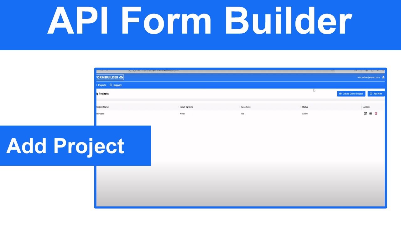 API Form Builder add Project