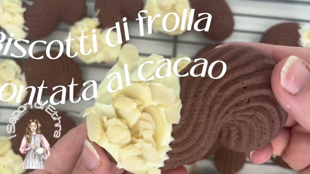 Biscotti di frolla montata al cacao e glassa al cioccolato bianco e mandorle