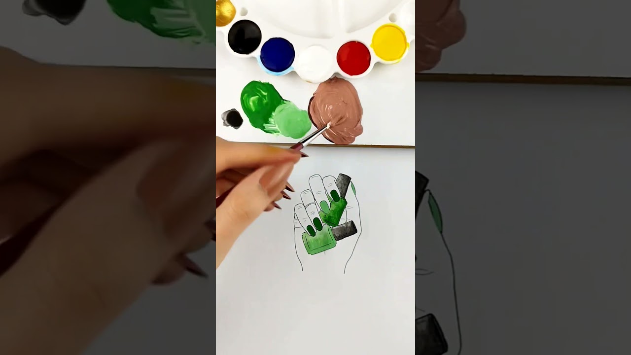 Satisfying Hand Coloring and Green Nail Polish 💅💚