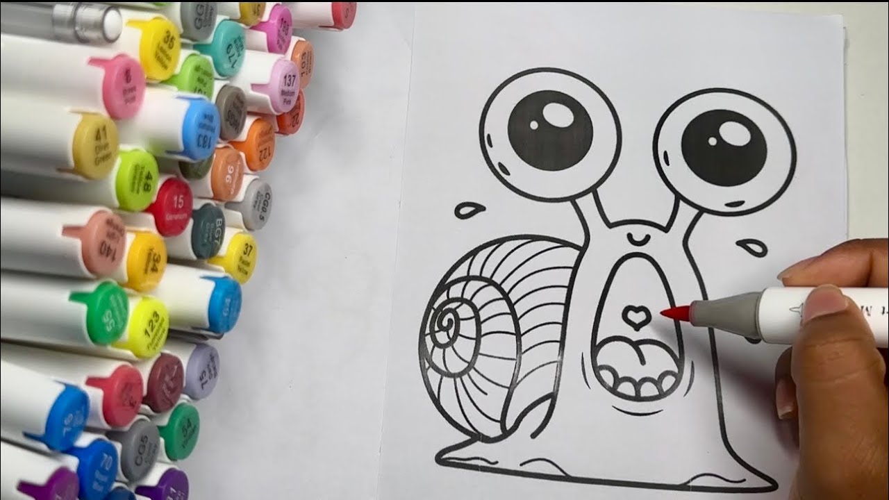 🐌 Color With Me ASMR | Cute  Snail 🐌 🎀 |relaxing marker coloring  