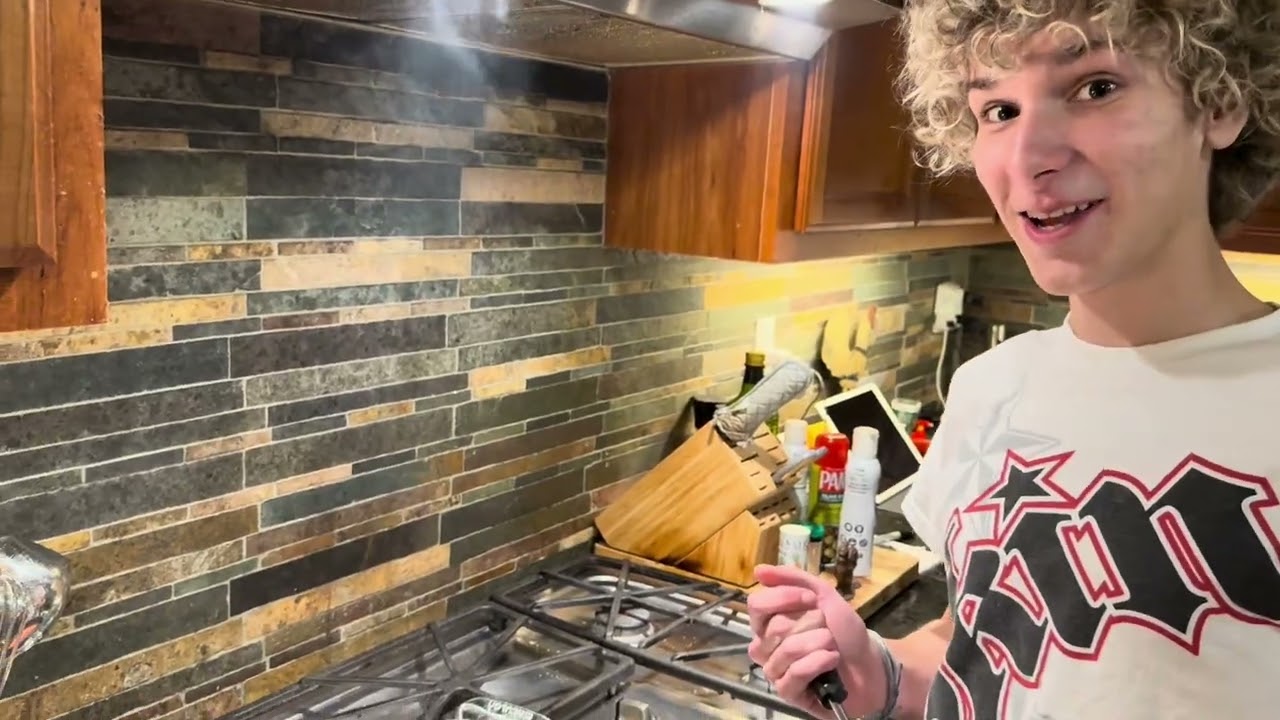 Carson and Theo cooking