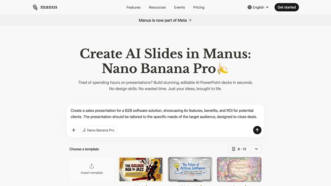 AI Slides Maker - Nano Banana Pro PPT · Manus.im · 2026