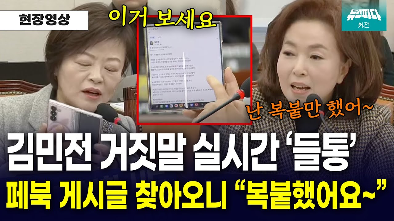 김민전 거짓말 바로 검거하는 진선미.. 페북 보여주니 