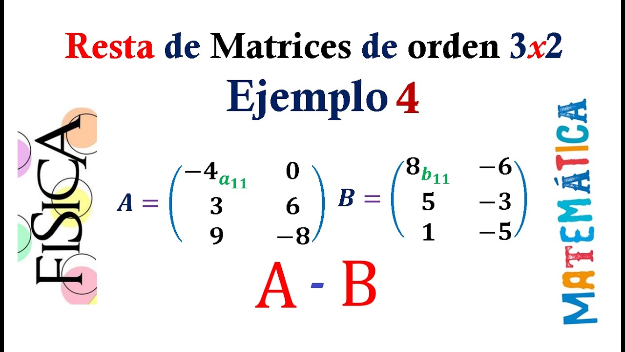 Resta de Matrices de orden 3x2 - Ejemplo 4