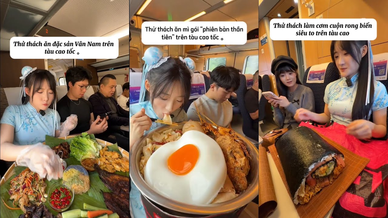 TỔNG HỢP VIDEO ĂN VẶT TRÊN TÀU CAO TỐC DOUYIN | PHẦN 1