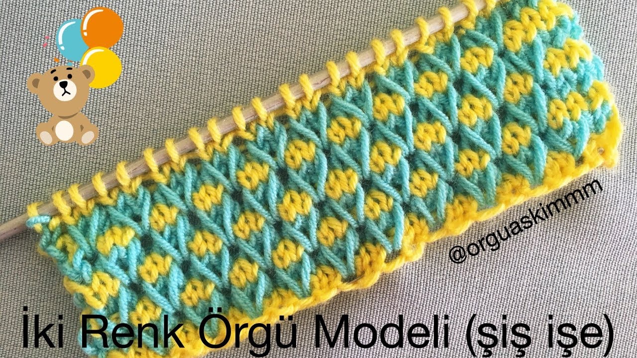 İki Renk Örgü Modeli (şiş ile)