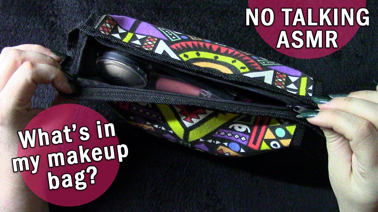 No Talking ASMR  - What's in My Makeup Bag? Object Examination, Tapping, Scratching