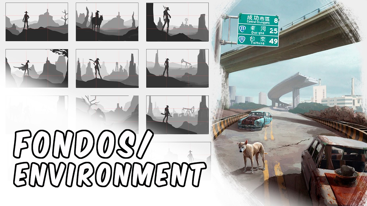 El SECRETO para dibujar FONDOS / ENVIRONMENTS - Curso de CONCEPT ART ✍🏼🏜️