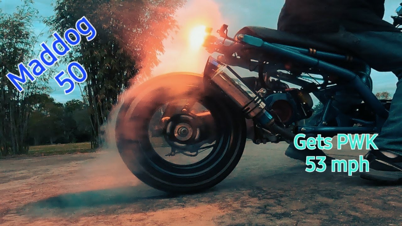 Maddog 50 получил карбюратор PWK Flat Slide 21 мм. На 4 мили в час быстрее! 139QMB 50cc Icebear