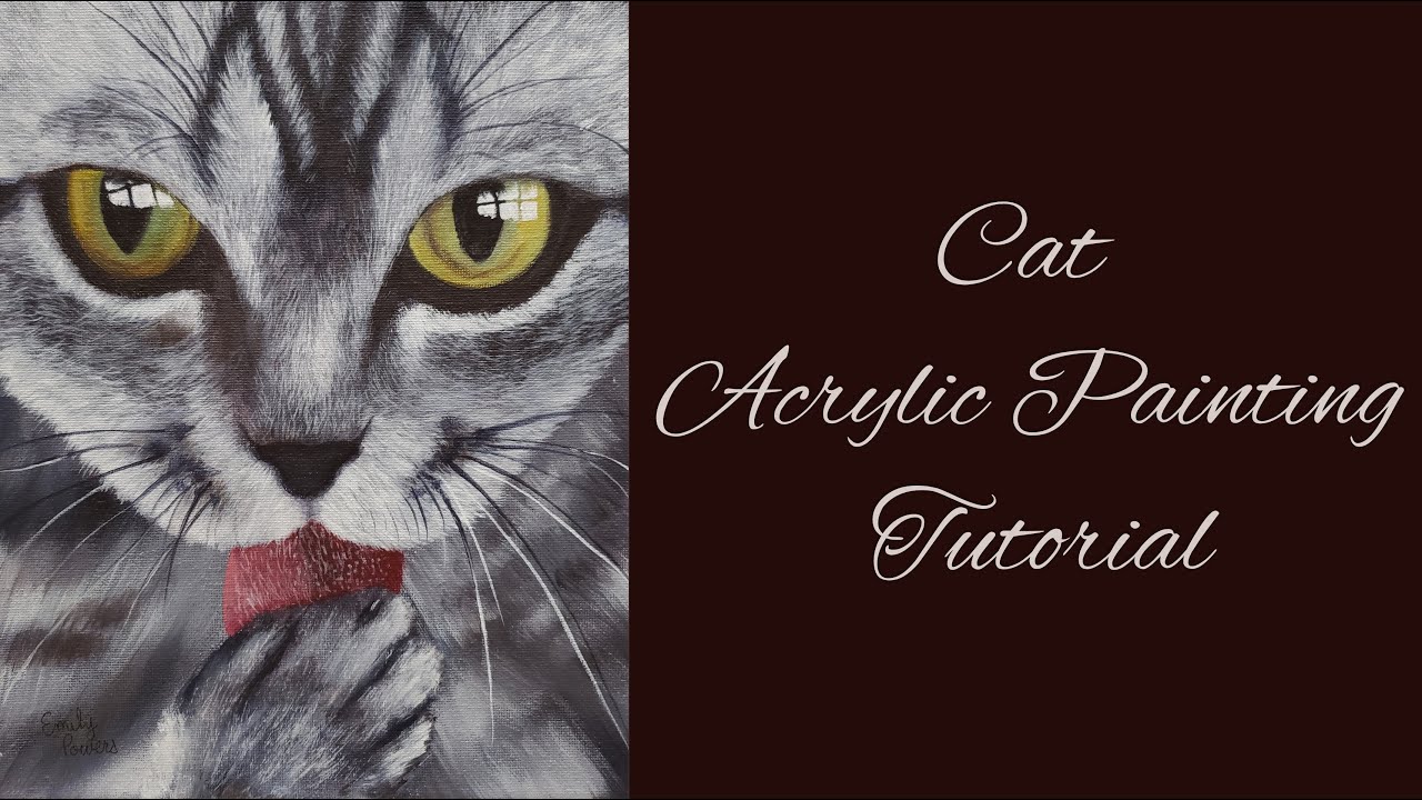 Cat Acrylic Painting Tutorial Step-By-Step