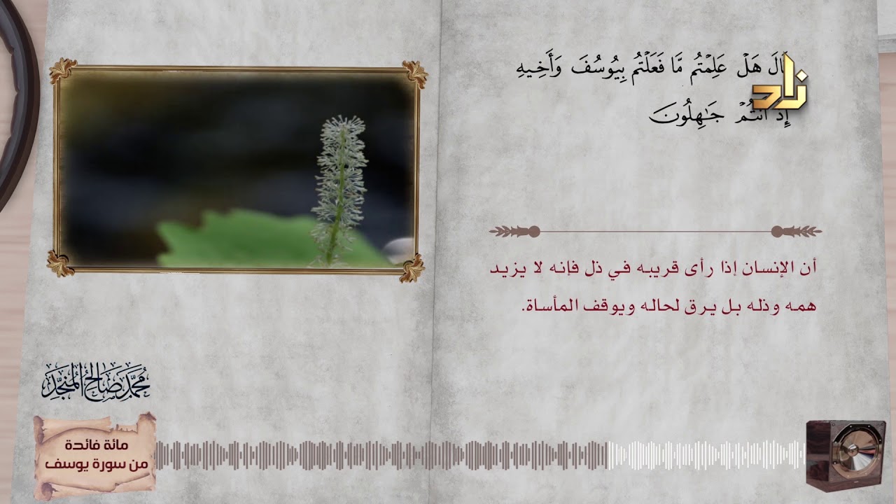 مائة فائدة من سورة يوسف مع تلاوة نادرة للشيخ/ محمد صالح المنجّد | الجزء الخامس