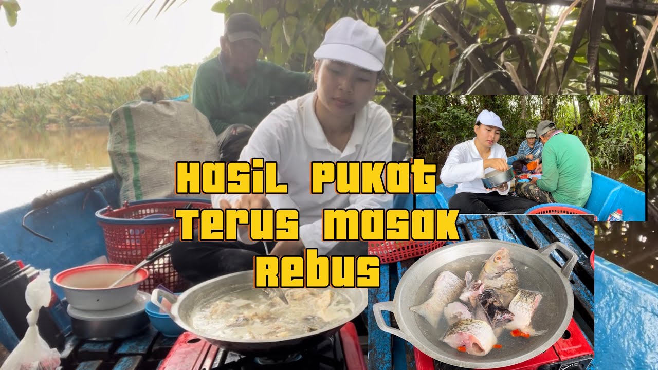 Hujan Tetap Teruskan Masak Rebus Ikan Hasil Pukat Ikan Tadi||Makan Bersama Indai & Apai Atas Perahu