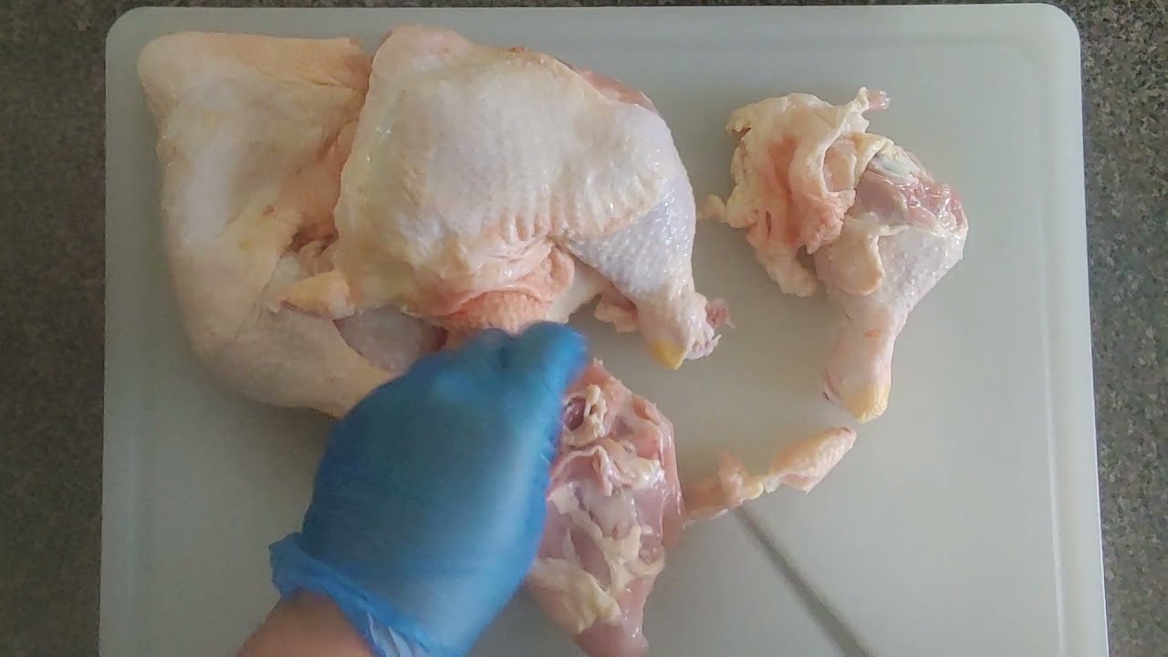 Separating Chicken Leg Quarters and Removing Excess Skin
