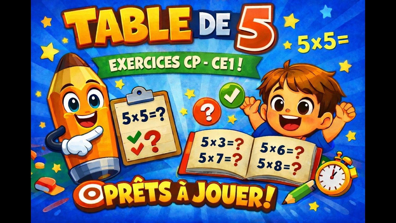 Table de 5 exercice CP CE1 CE2 multiplication