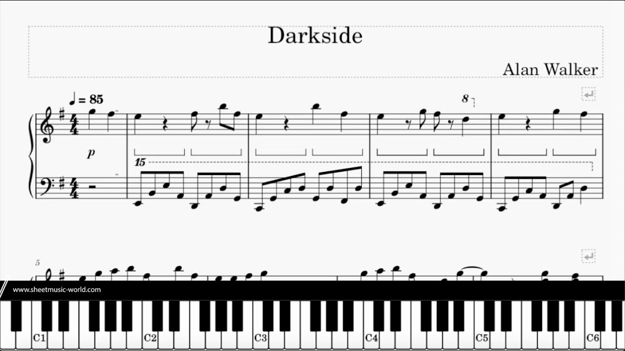 Alan Walker Darkside - Piano Verison - (Sheets Piano score Alan Walker Tutorial Darkside)