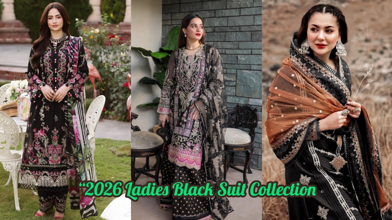 “2026 Ladies Black Suit Collection | Elegant & Trendy National Wear for Women #pakistanidress #lubna