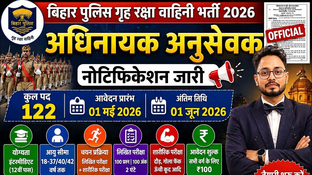 Bihar Police BPSSC Havildar Instructor Recruitment 2026 122 Post Full Details, Age, Salary, Physical