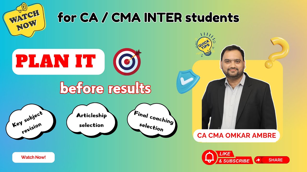 PLAN IT BEFORE CA CMA INTER EXAM RESULTS | KEY POINTS | by CA CMA OMKAR AMBRE | 