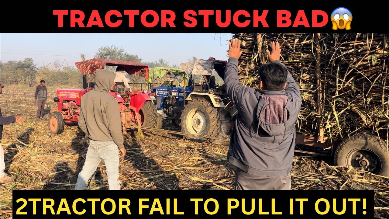 Heavy Load vs 3 Tractors: आज तो गन्ने की ट्रॉली ने हालत खराब कर दी😭