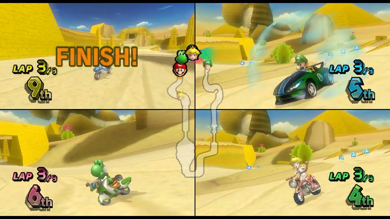Mario Kart Wii - 4 Players 150cc Special Cup Grand Prix (Mario, Luigi, Yoshi, Peach Gameplay) [HD]