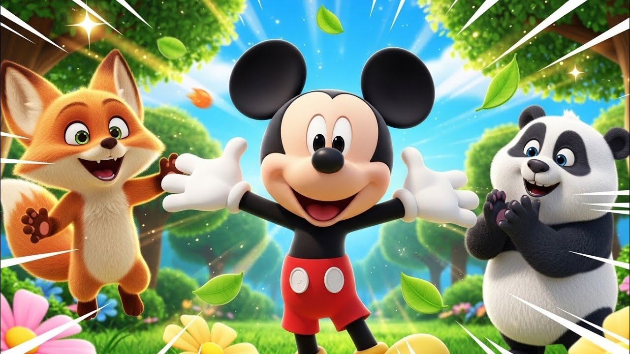 🎉🐭 Mickey Mouse Fun with Fox & Panda | Wild Forest Adventure for Kids! 🌳🐼🦊