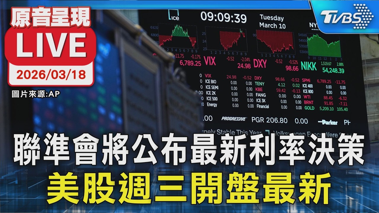 【原音呈現LIVE】聯準會將公布最新利率決策 美股週三開盤最新