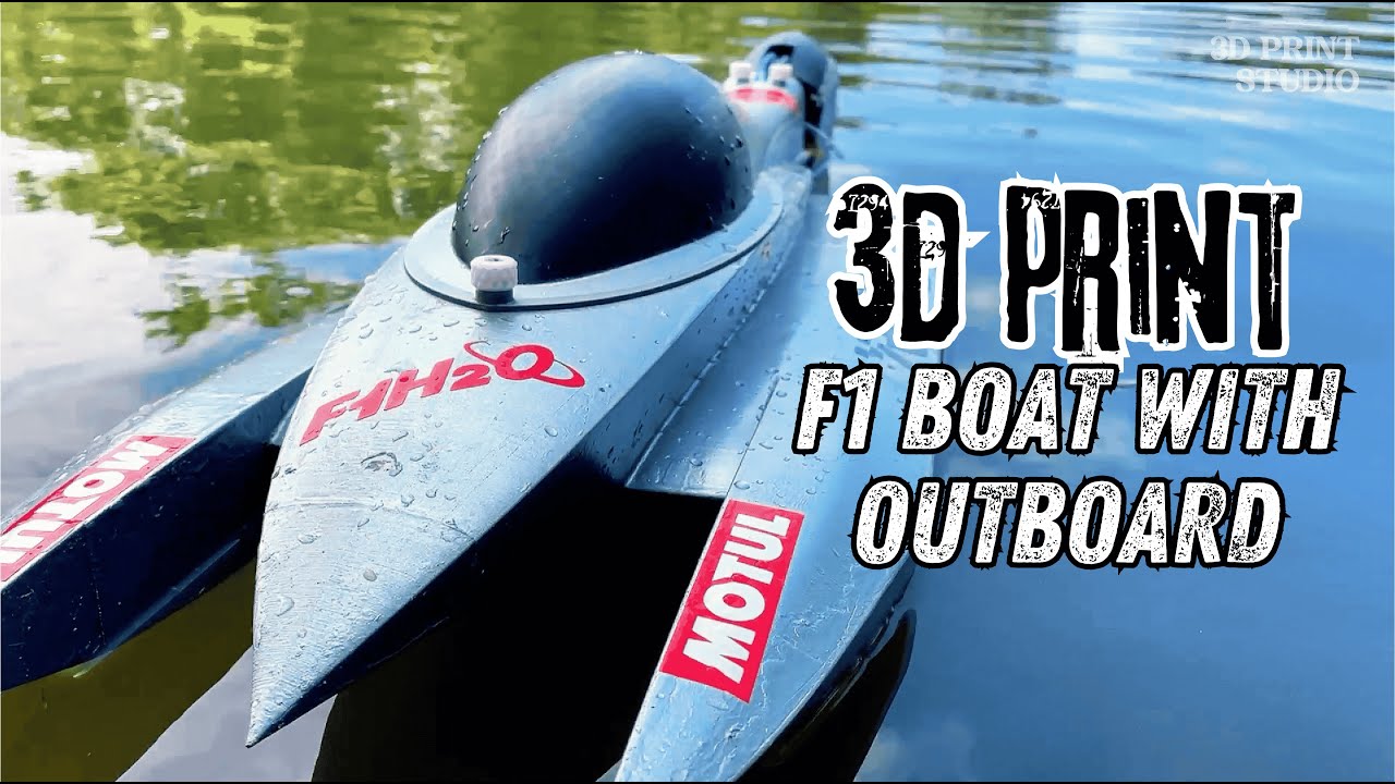 Rc F1 Boat with Real Outboard Motor Mercury Racing 360 full 3d print