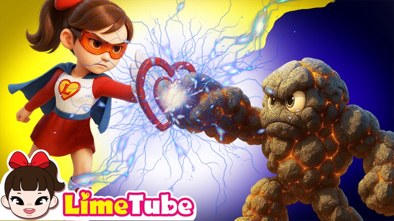 Heart Power vs Stone Monster! 💖💥 Who Will Win?|Super Lime Adventure | Nursery Rhymes|LimeTube Melody