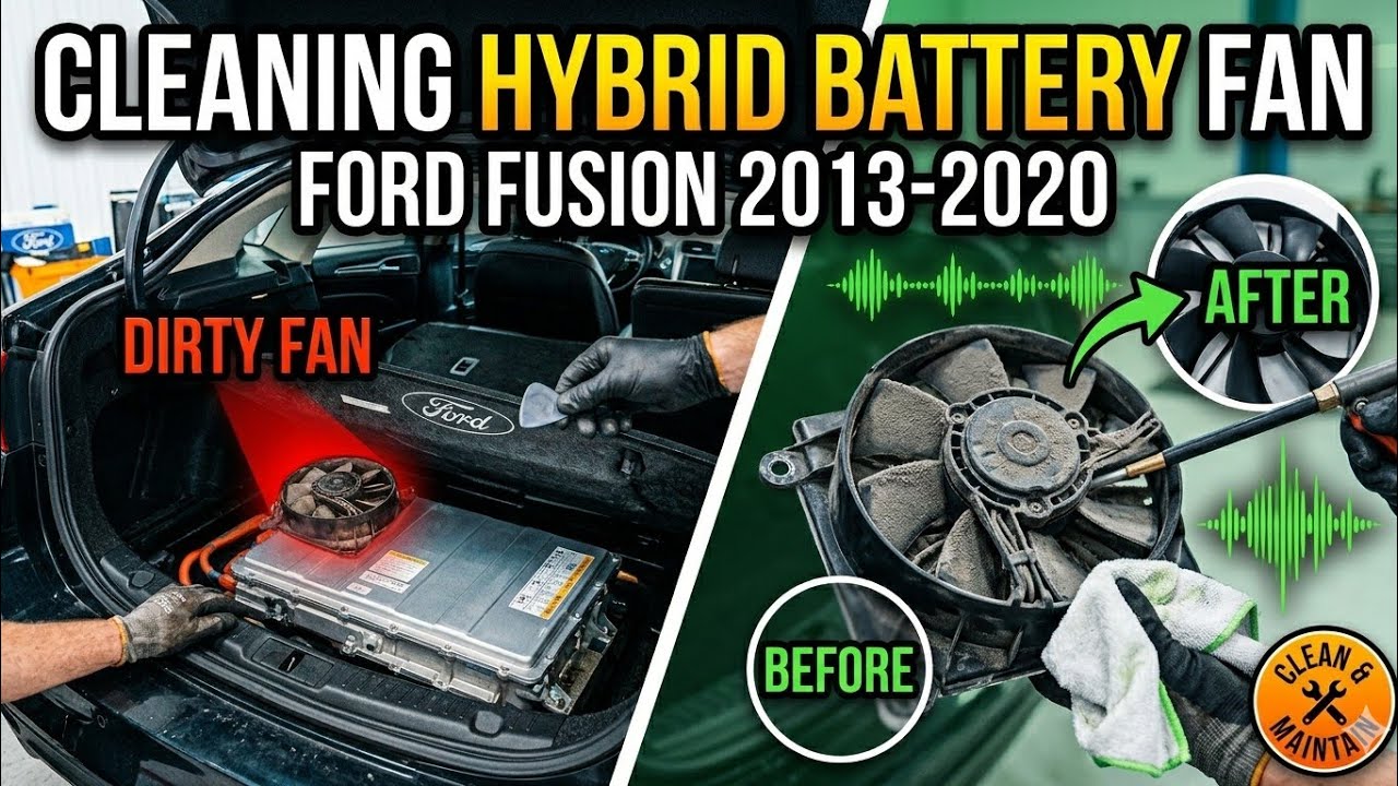 Hybrid Battery Fan Cleaning Ford Fusion (2013-2016) USA. Чистка Вентилятора Гибридной Батареи Фьюжн.