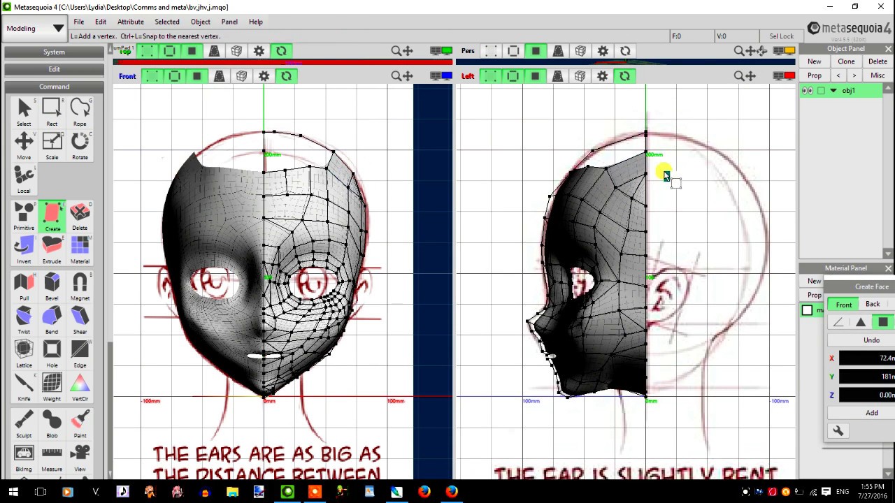 Porcelain Doll Head: Metasequoia Modeling Tutorial