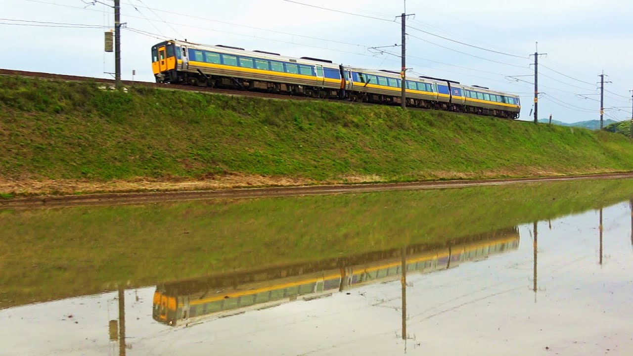 【鉄道のある風景】JR山陰本線 出雲平野の田植日和 (1-May-2022) Landscape with Railways JAPAN