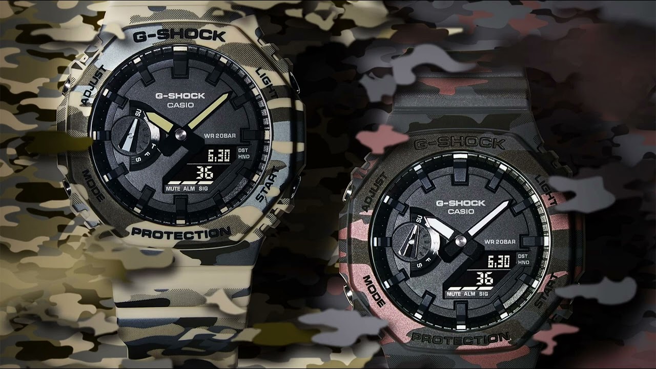New Casio G-Shock 2100 Camouflage Watches Arrive with Carbon Core Guard and 200m Water Resistance