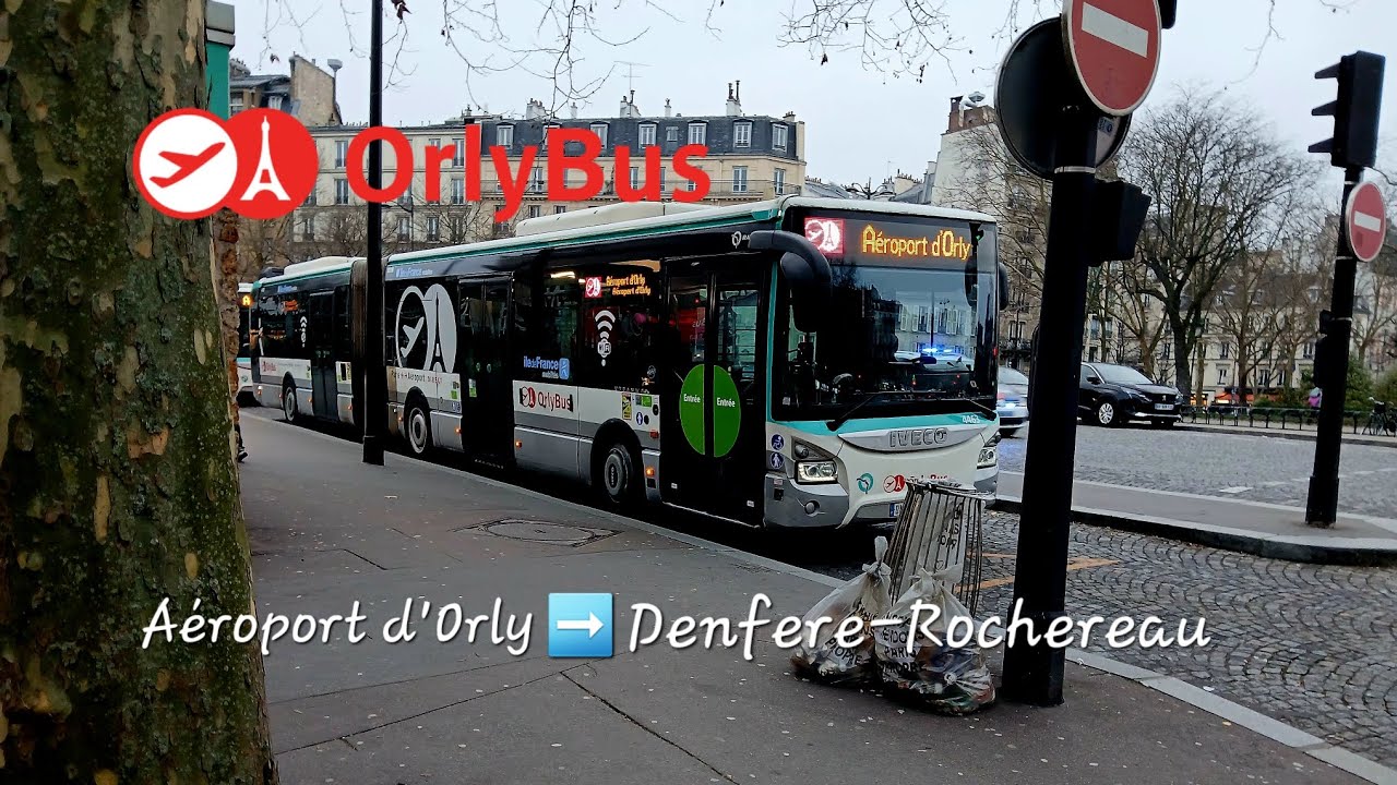 Le trajet d'un urbanway 18 orlybus RATP entre Aéroport d'Orly à Denfere-Rochereau