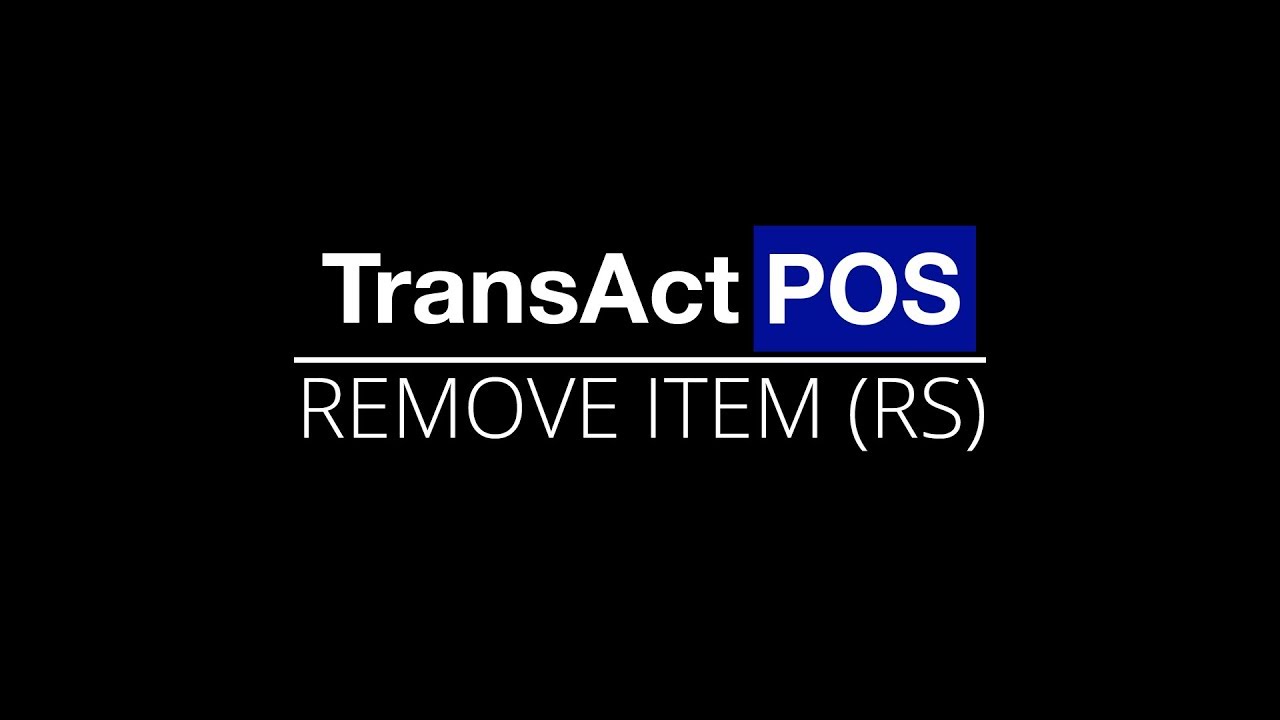 01-020-003 POS: Remove Items