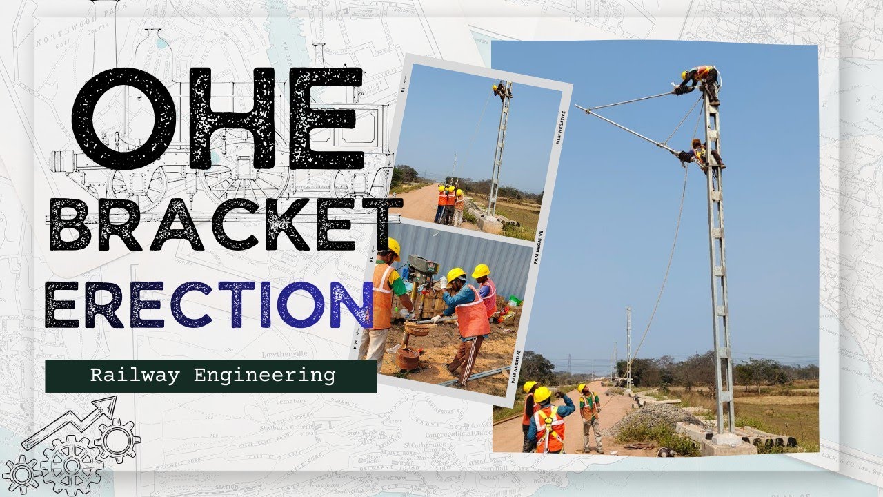 OHE Bracket Erection in 2×25 kV Railway Electrification | Indian Railways OHE Work