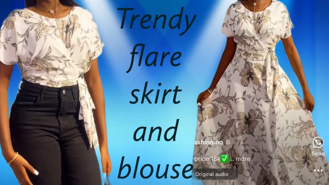 How to cut and sew trendy flare skirt with a blouse/crop top/beginner’s friendly