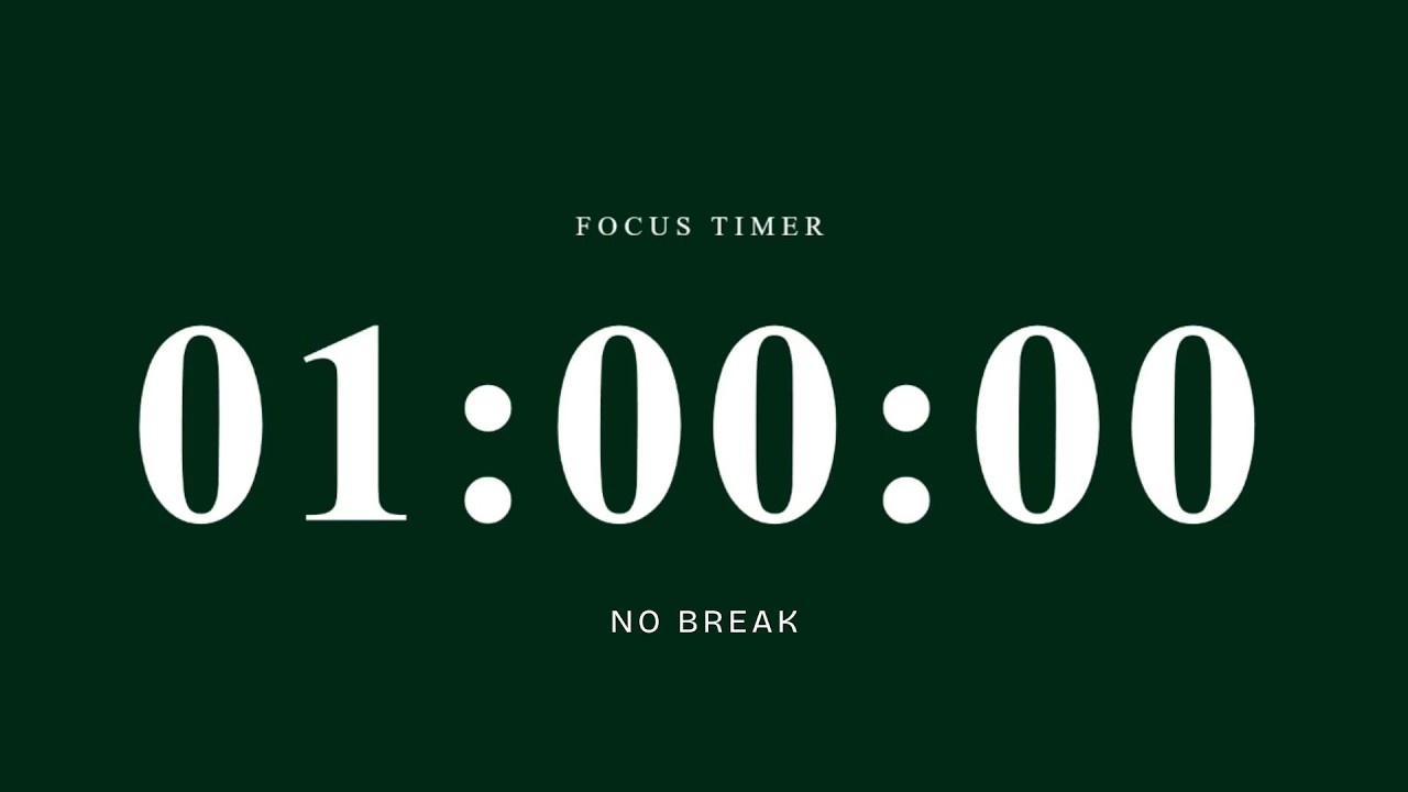 1 HOUR STUDY TIMER | NO MUSIC | NO BREAKS | PURE FOCUS