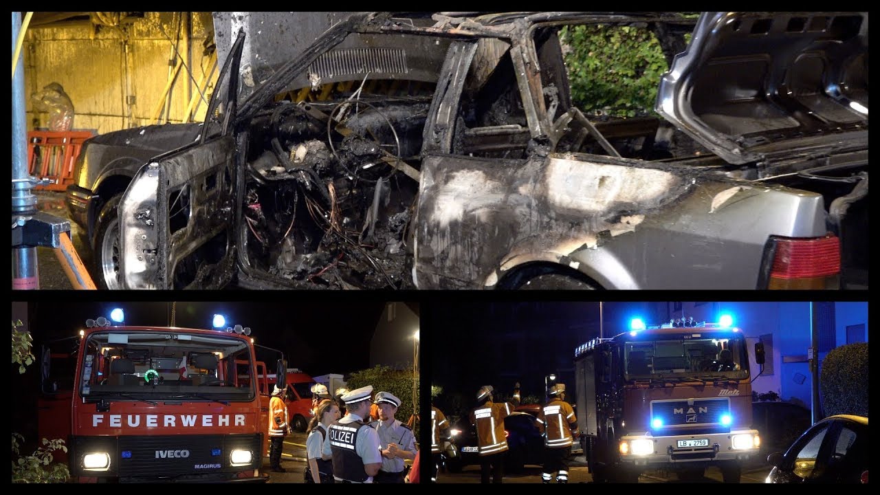 [GARAGENBRAND - PKW ausgebrannt] - Feuerwehr Ditzingen mit Löscharbeiten - [E]