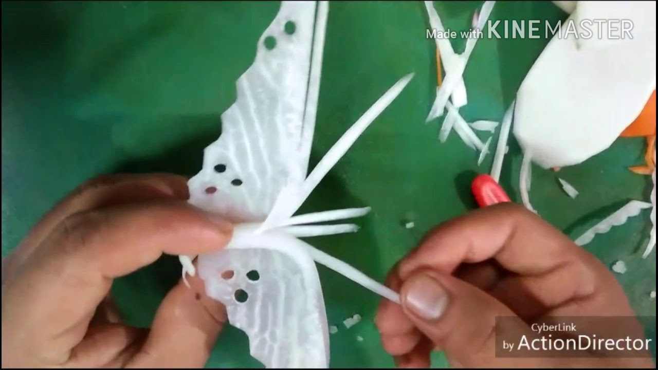 How to make butterfly vegetables art carving carrot and radish beautiful butterfly carving