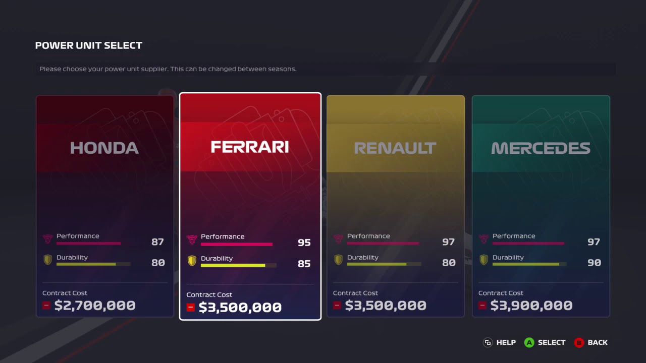 F1 2020 My Team Career - How to Change Engine Supplier & Primary Sponsor