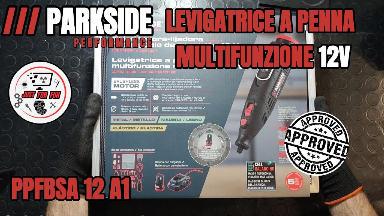 10_/// Parkside Performance Levigatrice a penna multifunzione 12v PPFBSA 12 A1