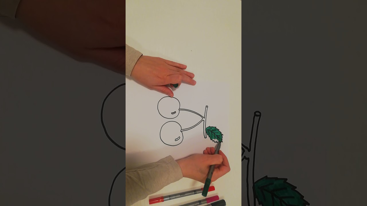 Painting a cherry. Eine Kirsche malen. Նկարում ենք բալ: