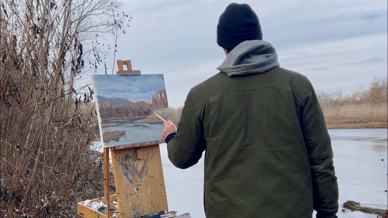 Plein air Painting a RIVER on a GRAY Day | Oil Painting