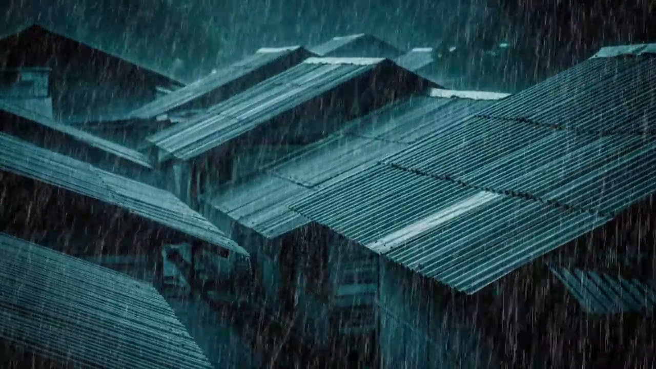 No Ads Rain Sounds for Sleeping - ASMR Torrential Rain On Tin Roof for Severe Insomnia Relief