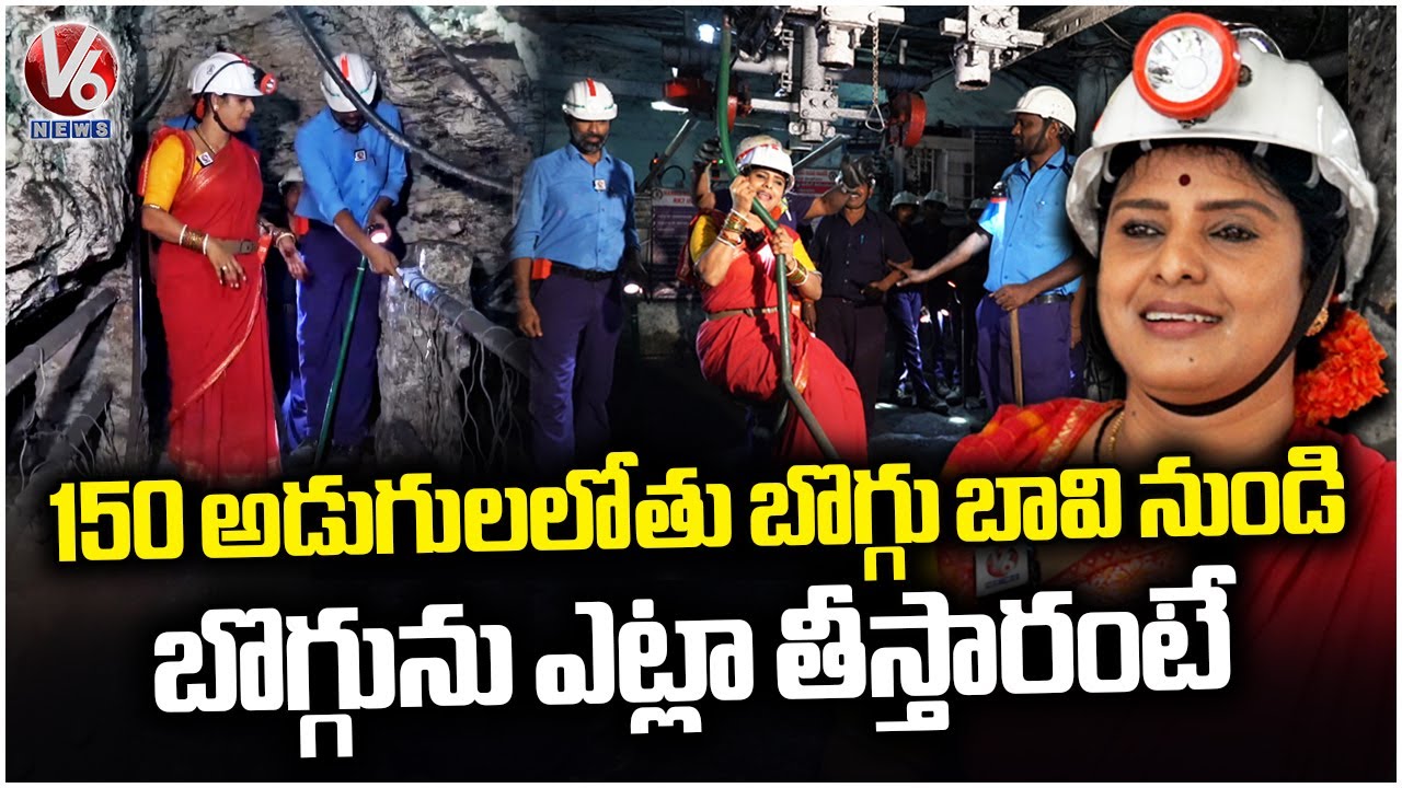 Teenmaar Chandravva Explores Singareni Underground Coal Mine | Real Coal Excavation Process |V6 News