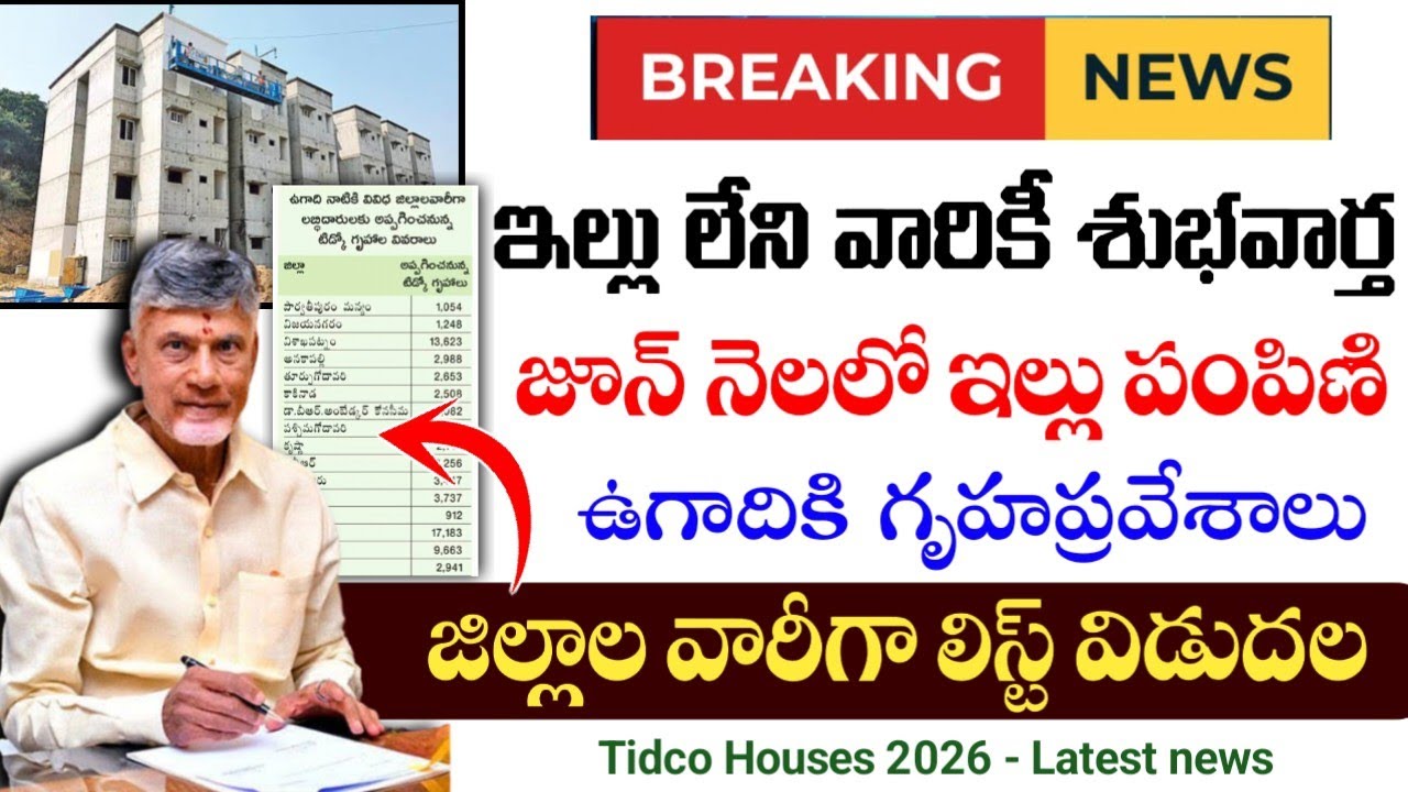 ఏపీలో ఇళ్ల లబ్దిదారుల జిల్లాల వారీగా లిస్ట్|ap tidco house final list|ap free house scheme 2026|