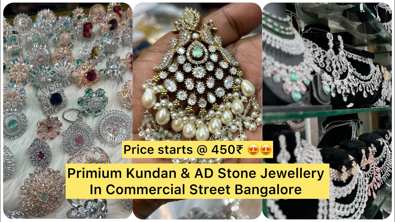Kundan and AD stone Jewellery in Commercial Street Bangalore | Street Shopping | Khushbu Shetty