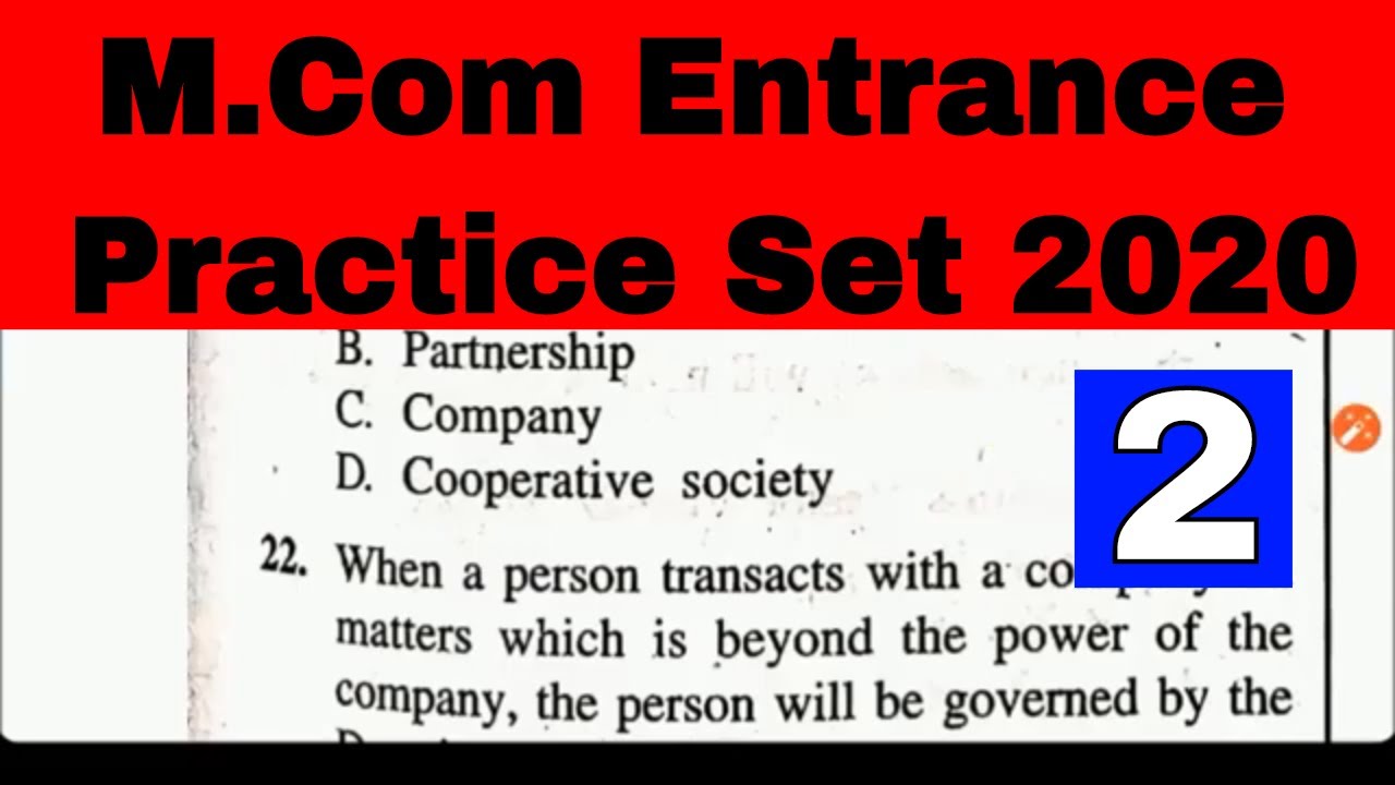 M.Com Entrance Practice Set 2020
