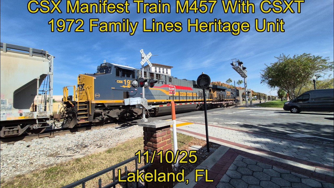 CSX Manifest Freight Train M457 With CSXT 1972 Family Lines Heritage Unit - 11/10/25 Lakeland, FL