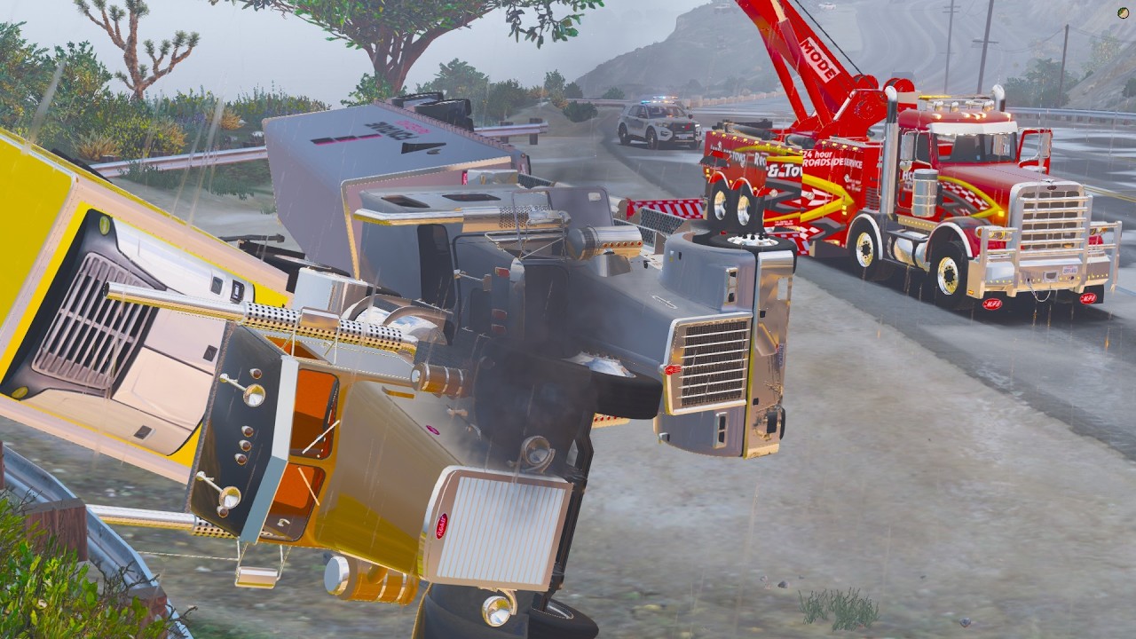 BIGGEST DOUBLE TRUCK ROLLOVER CRASH in GTA 5 RP!